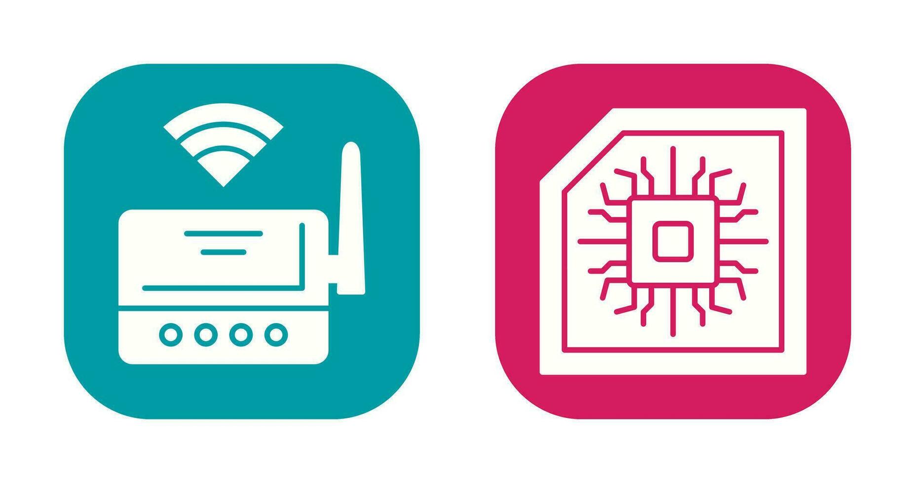 Wifi enrutador y chip icono vector