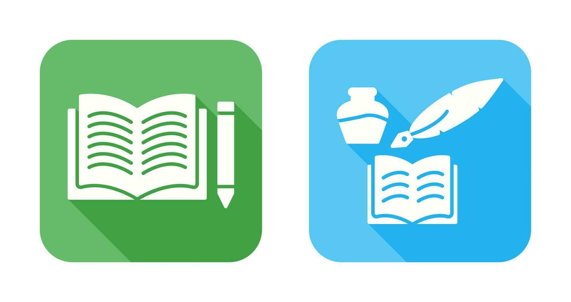 lápiz y libro y quiland libro icono vector