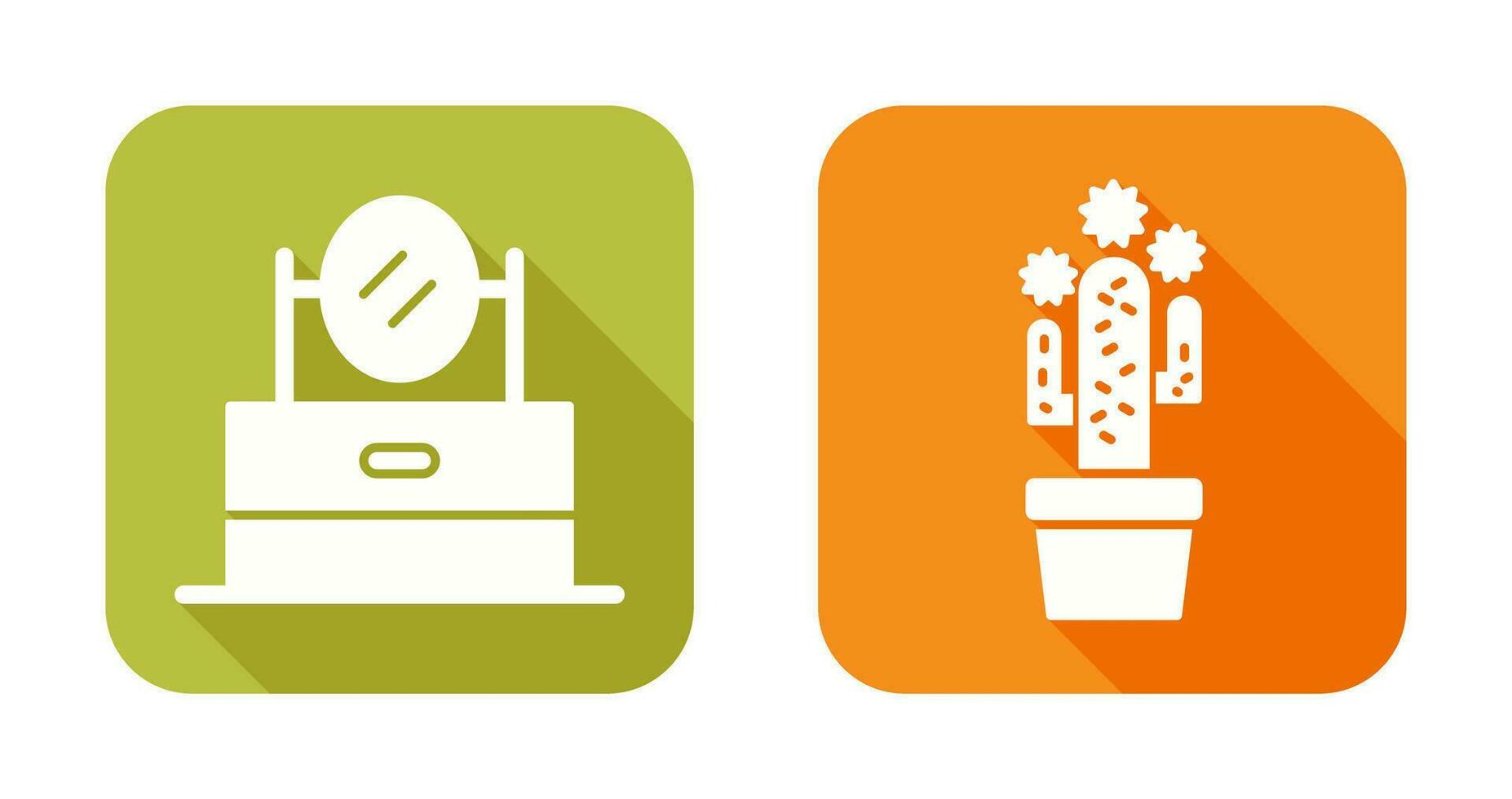 vanity Mirror and Cactus Icon vector