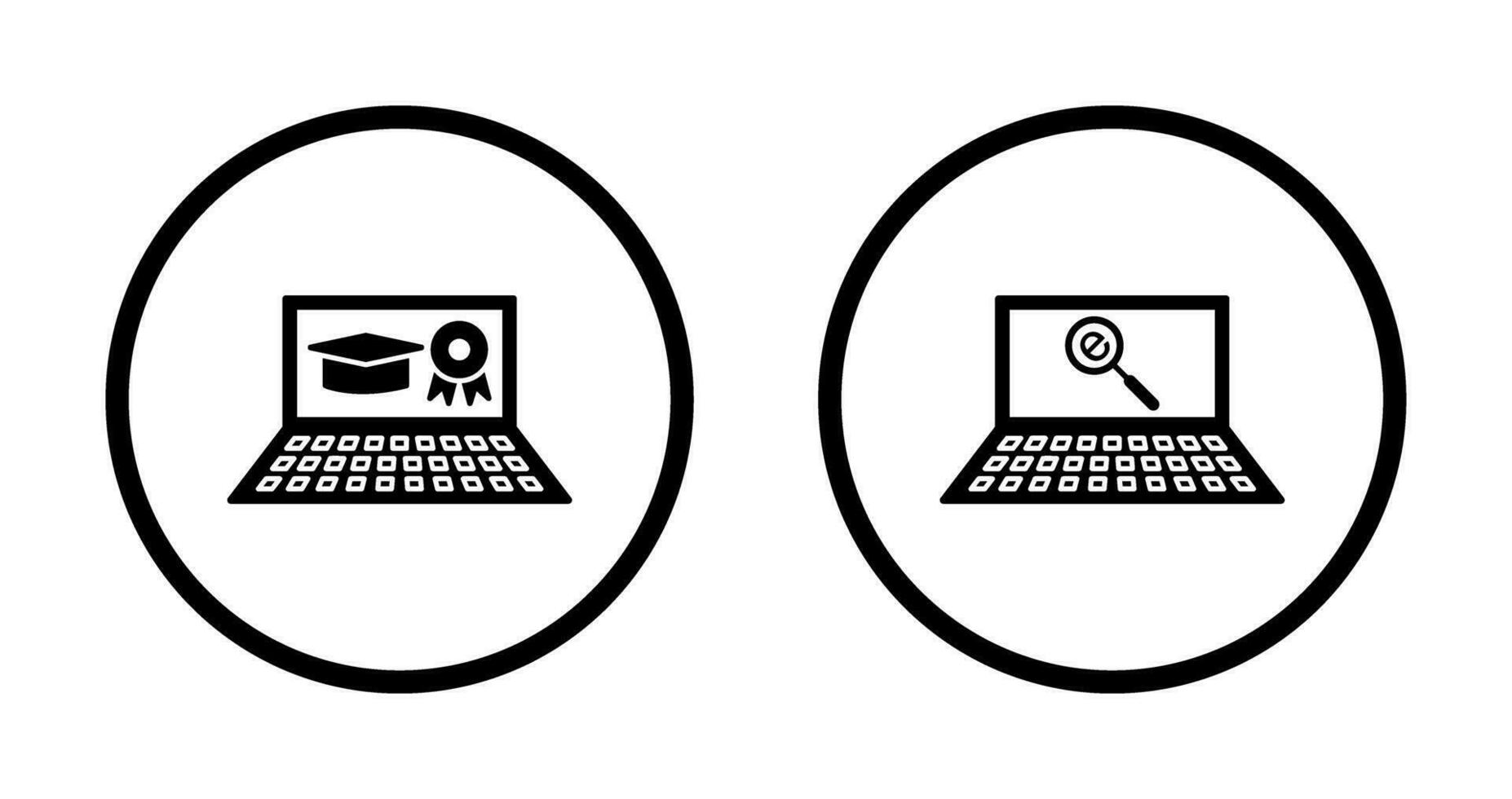 en línea la licenciatura y encontrar en Internet icono vector