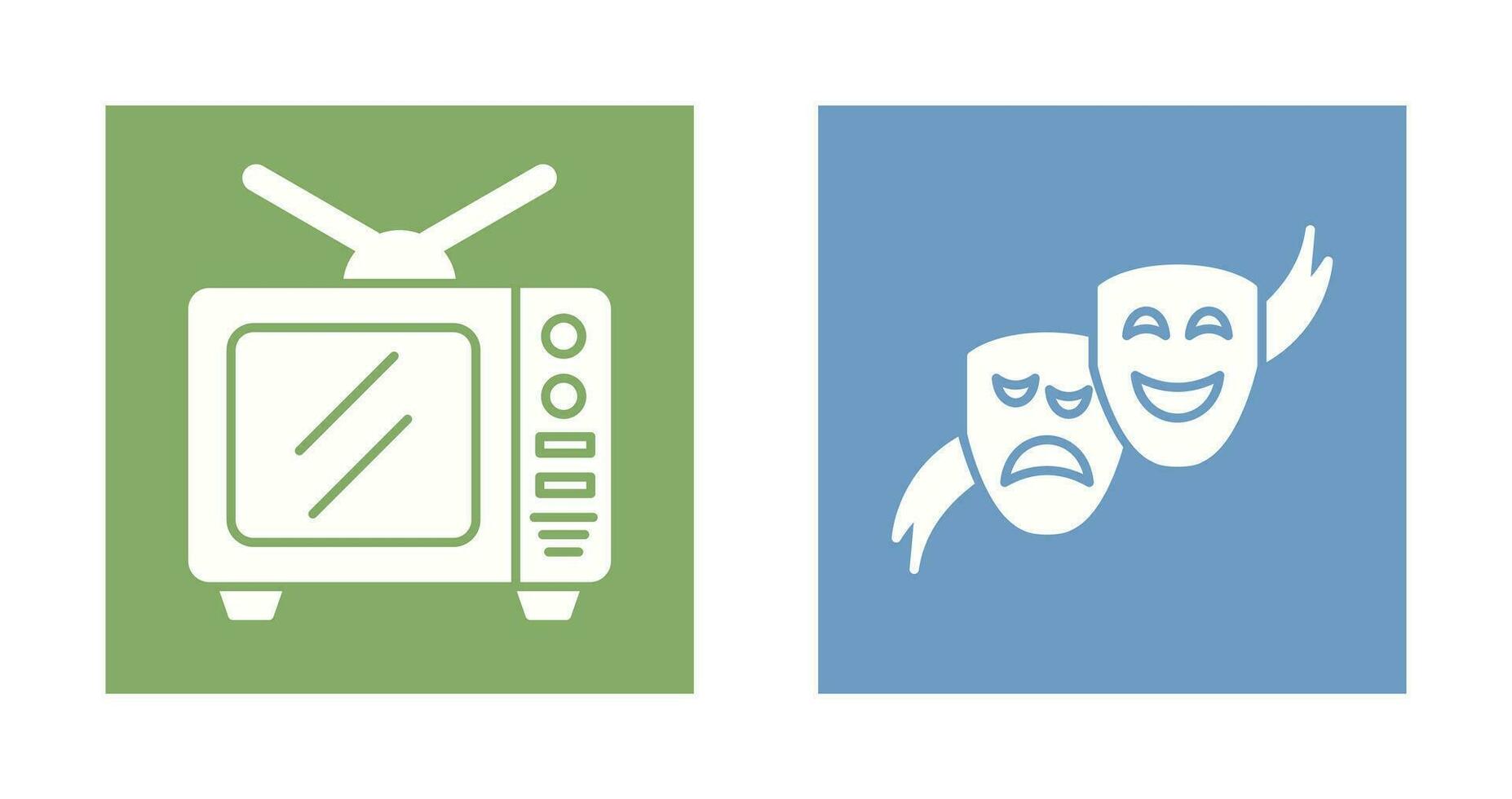 televisión y teatro mascaras icono vector