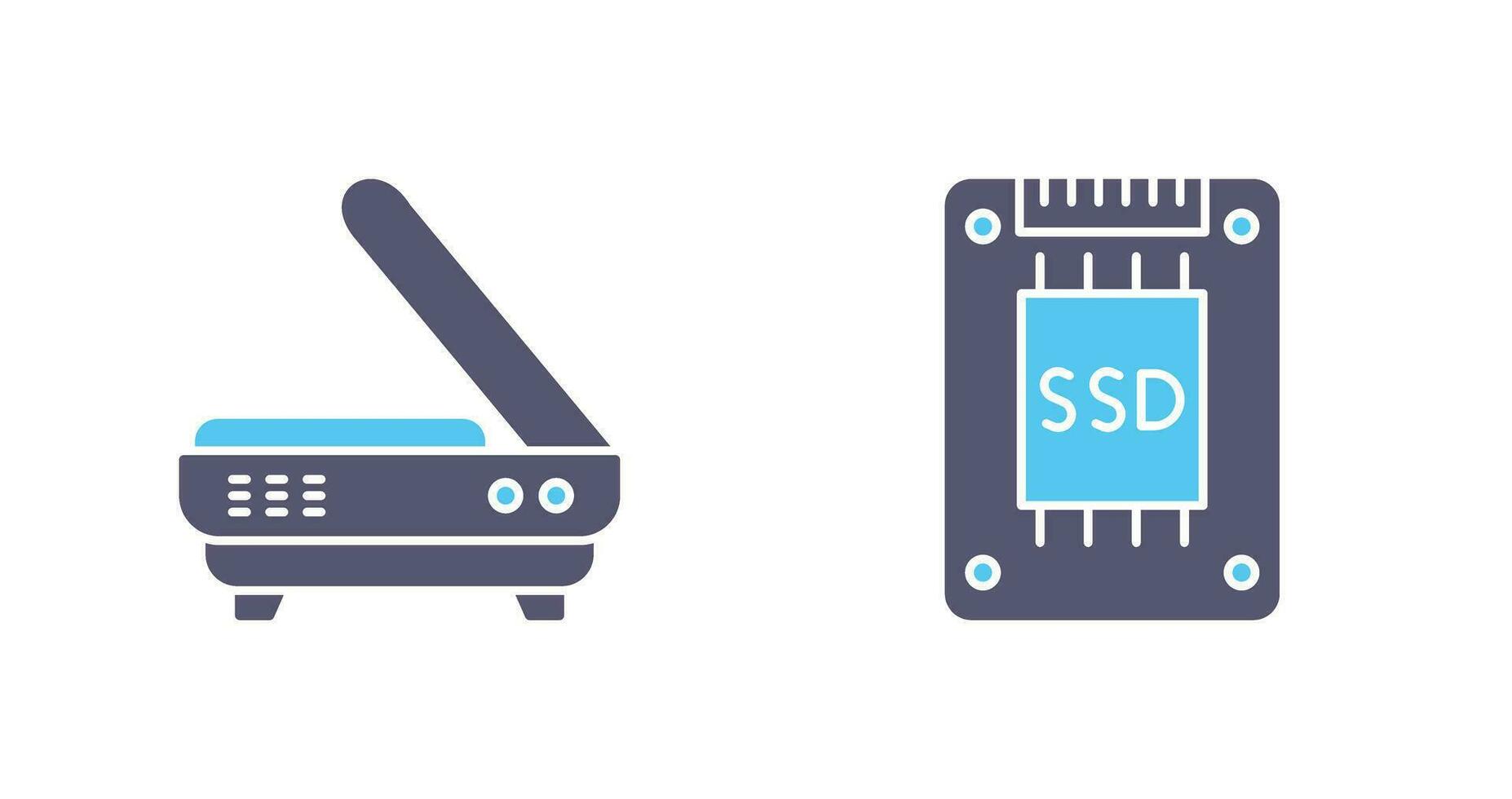 Scanner and Hard drive Icon vector