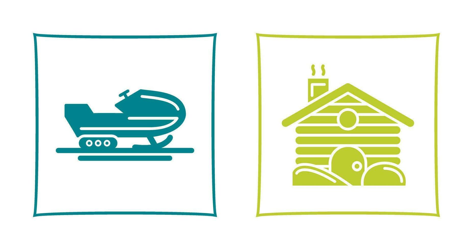 Snowmobile and Cabin Icon vector