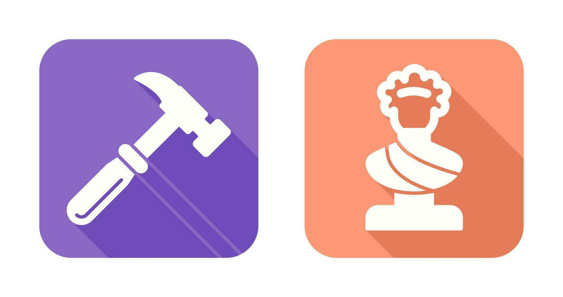 martillo y estatua icono vector