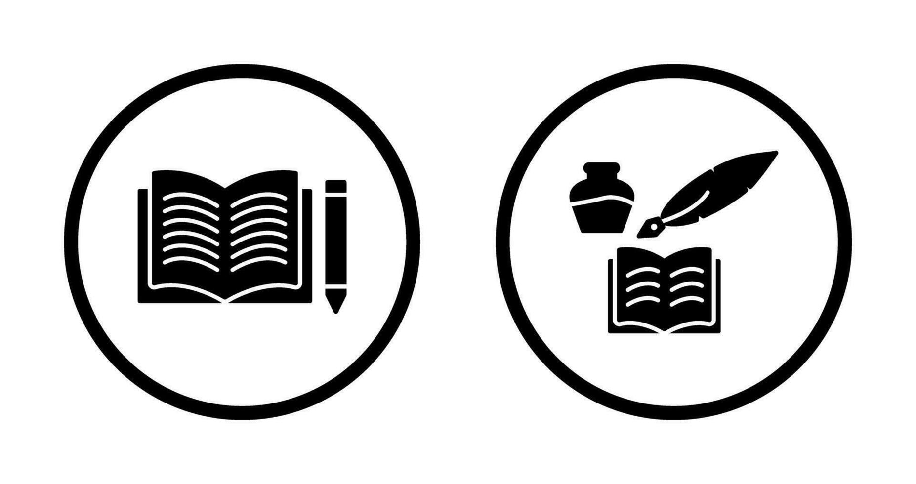Pencil and Book and Quilland Book Icon vector