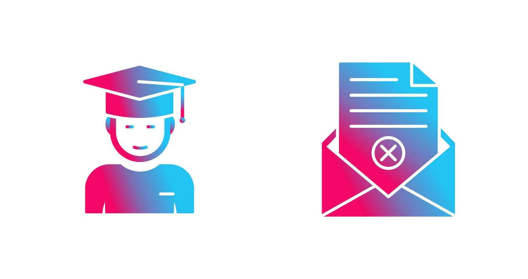 Graduate Student and Rejection Of A Letter Icon vector
