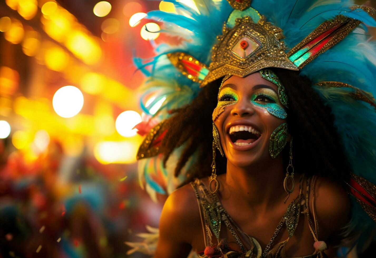 Ai Generative A vibrant collection of images capturing the energy and excitement of Brazil's carnival and samba culture from colorful costumes and masks photo