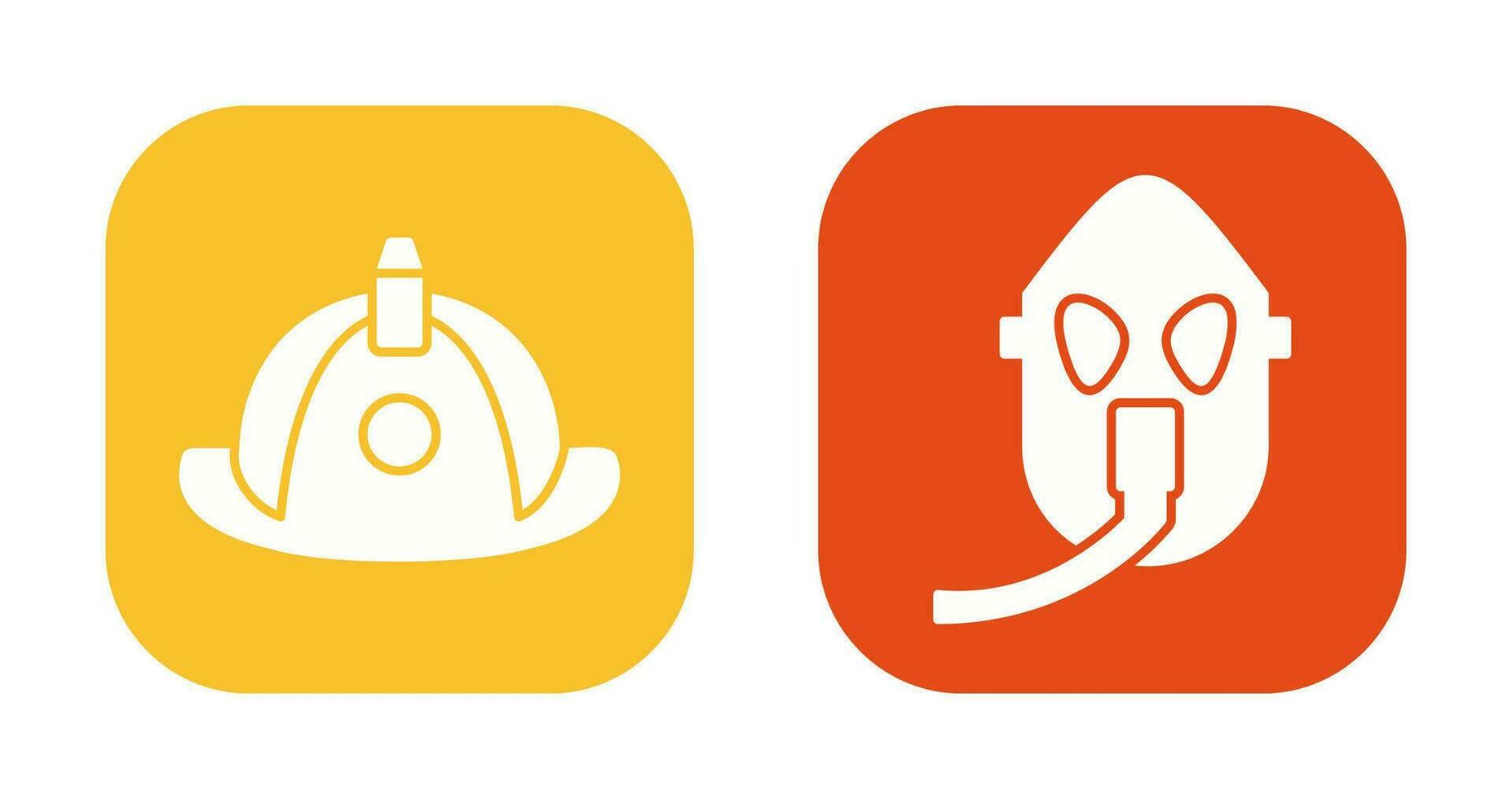 firefighter hat and Oxygen mask Icon vector