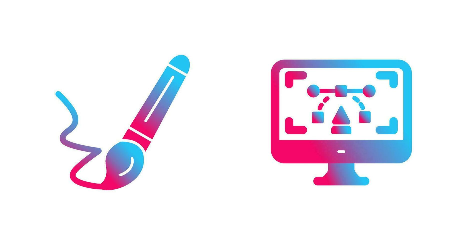 paint brush and desktop Icon vector