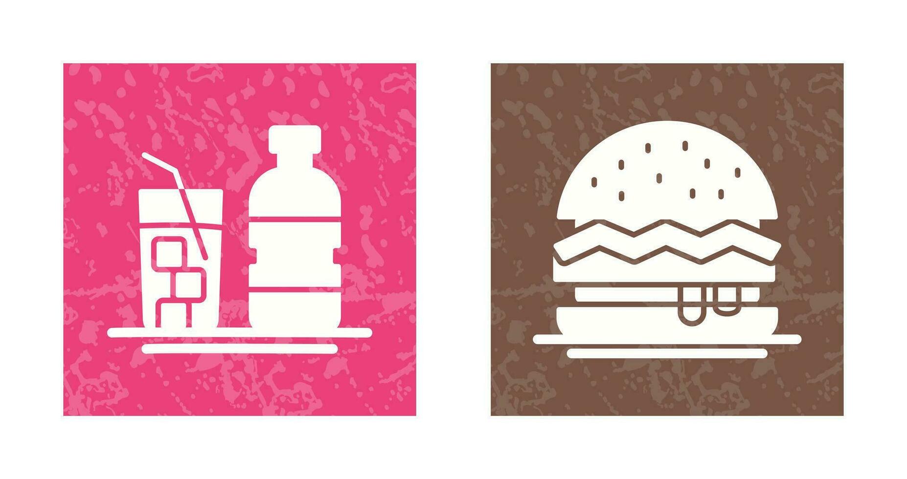 mineral agua y hamburguesa icono vector