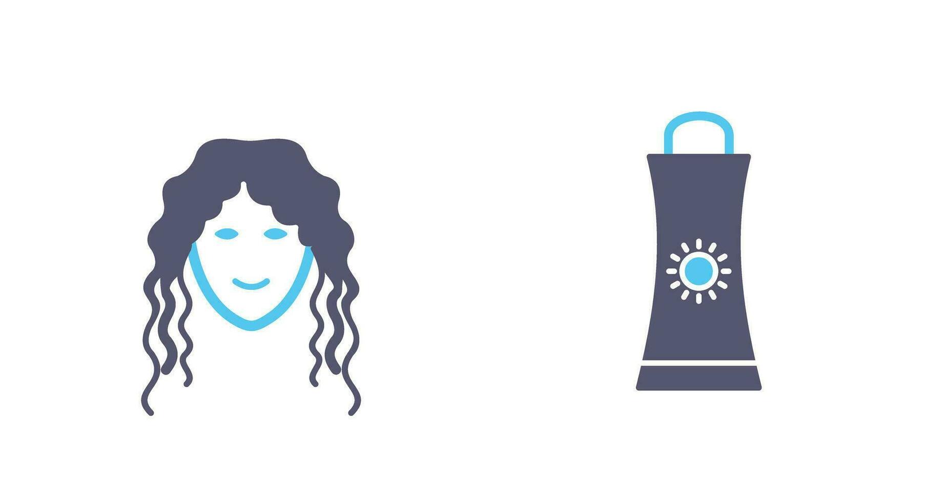 Sunblock Cream and Hair Curly Icon vector
