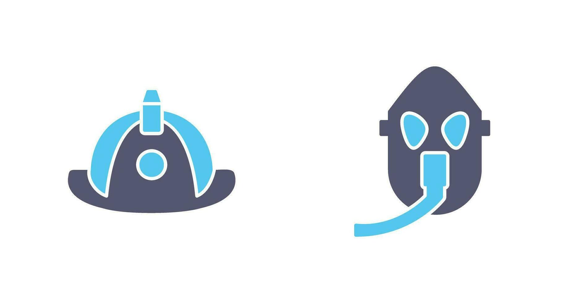 firefighter hat and Oxygen mask Icon vector