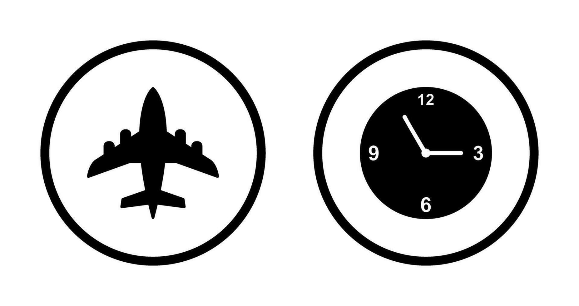 avión y hora icono vector