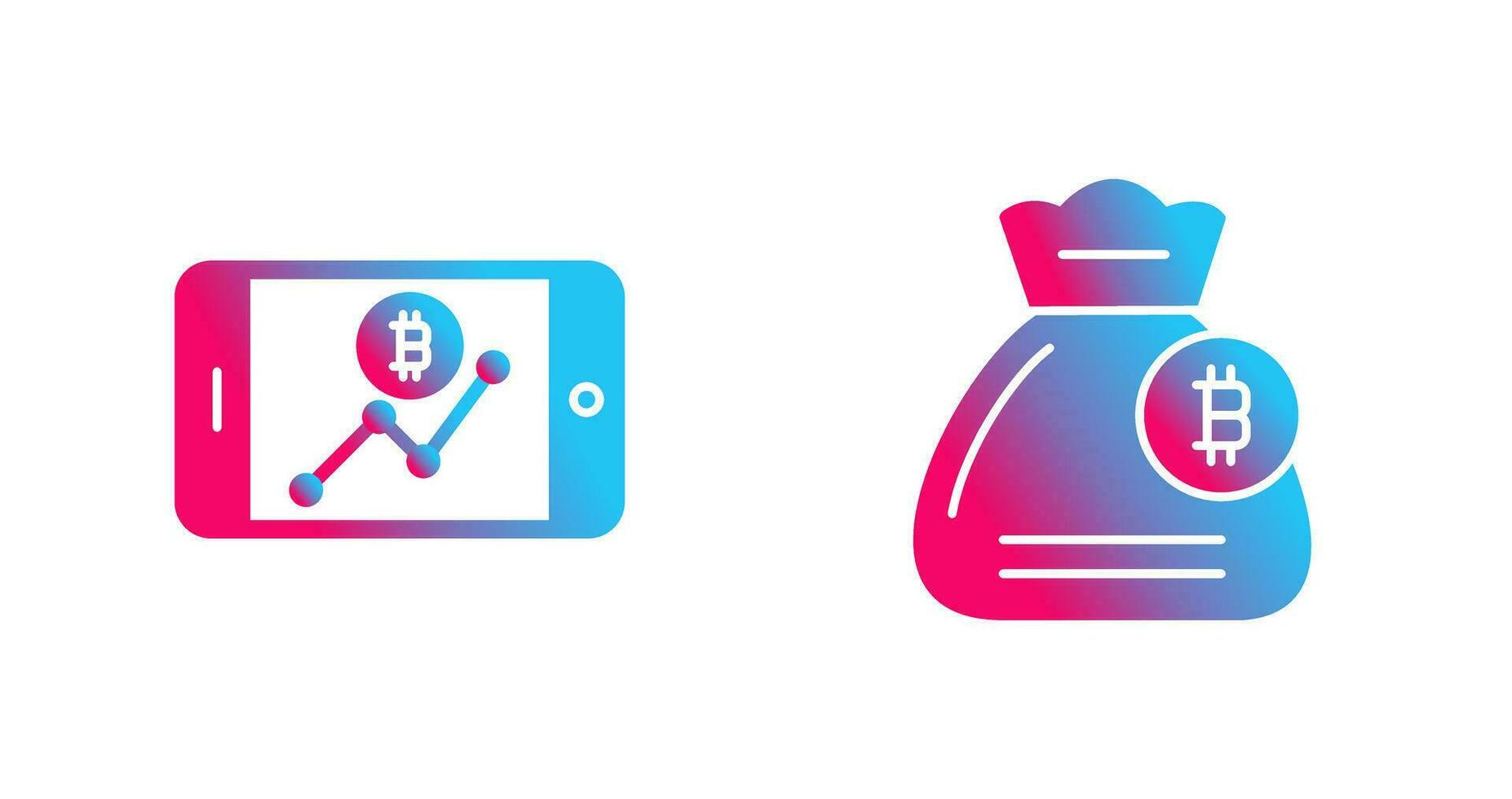 línea gráfico y dinero bolso icono vector