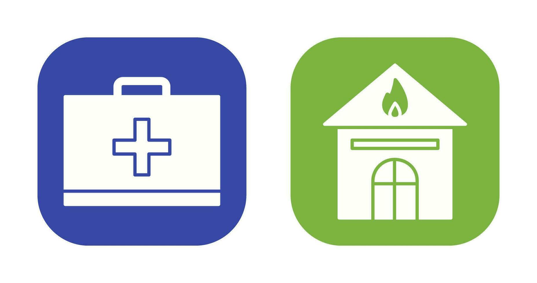 first aid and house on fire Icon vector