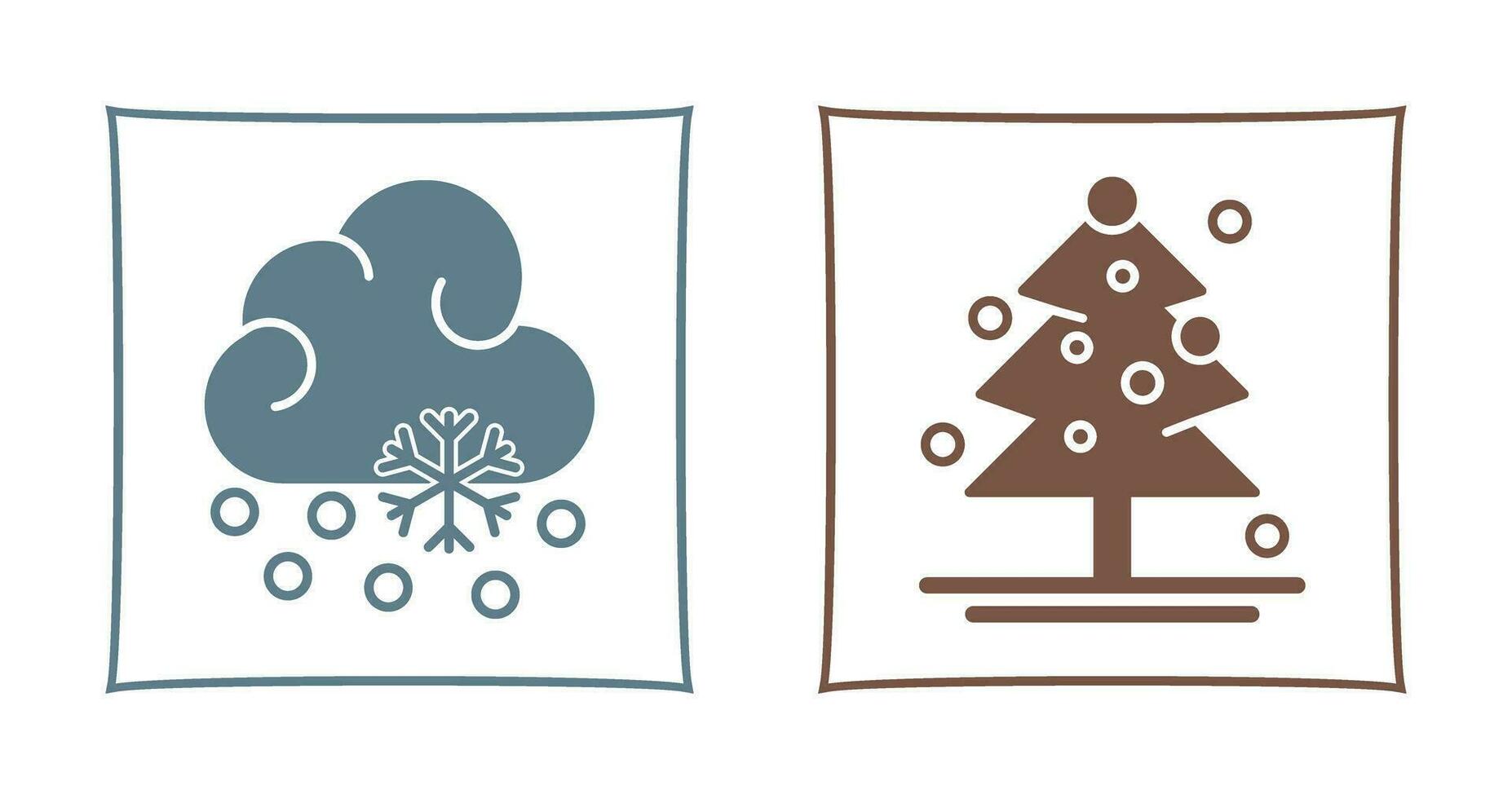 nieve otoño y Navidad árbol icono vector