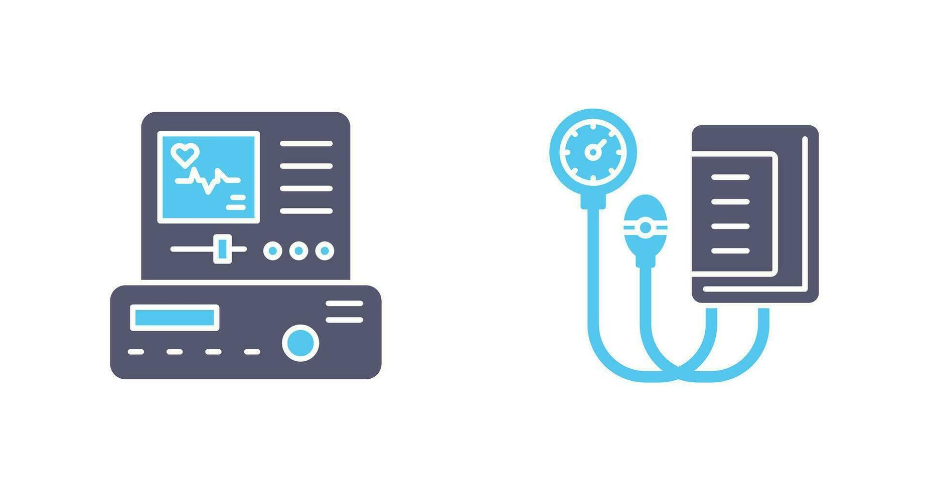 Electrocardiogram and Blood Pressure Gauge Icon vector