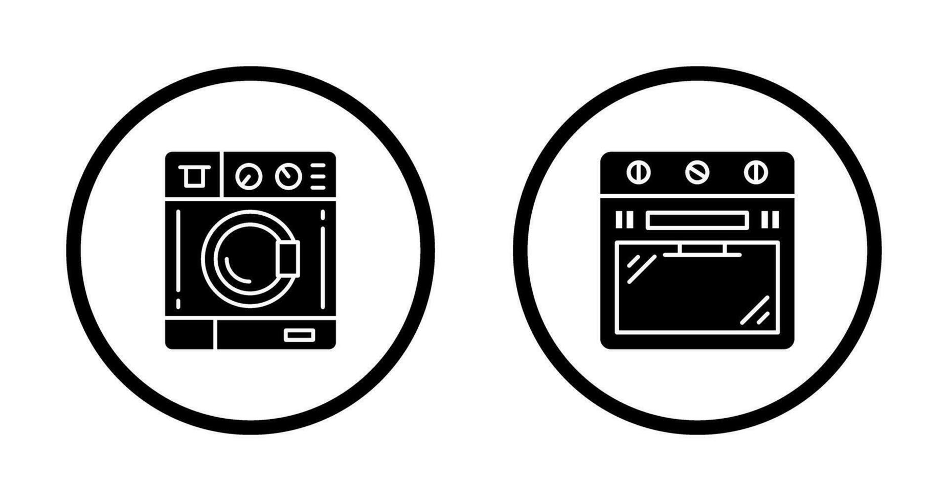 Lavado máquina y estufa icono vector