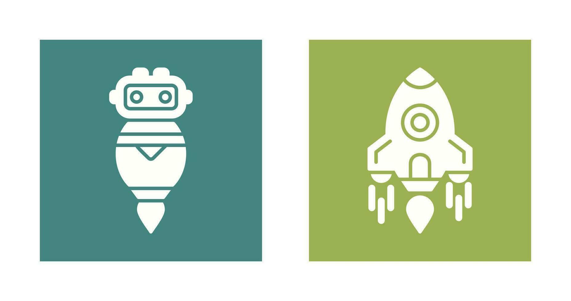 robot and rocket Icon vector