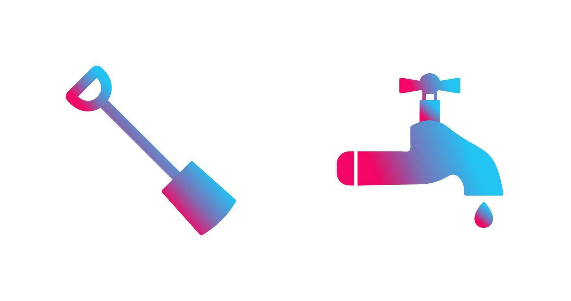 Hand Shovel and Water Tap Icon vector