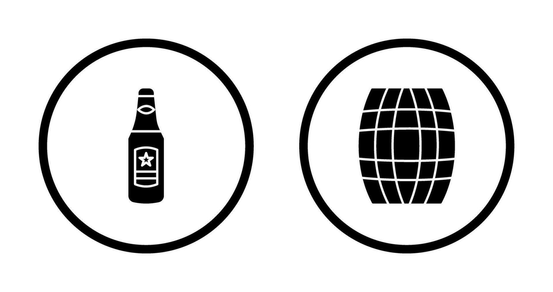cerveza botella y barril icono vector