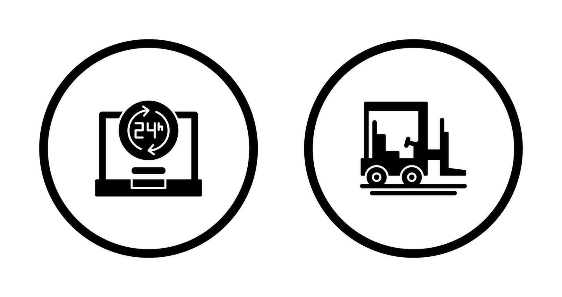 24 hours and forklift Icon vector