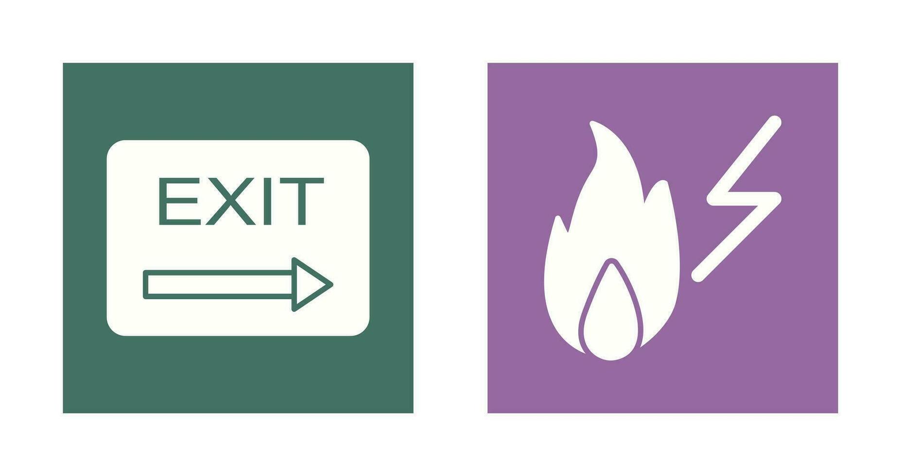 exit and electricity fire Icon vector