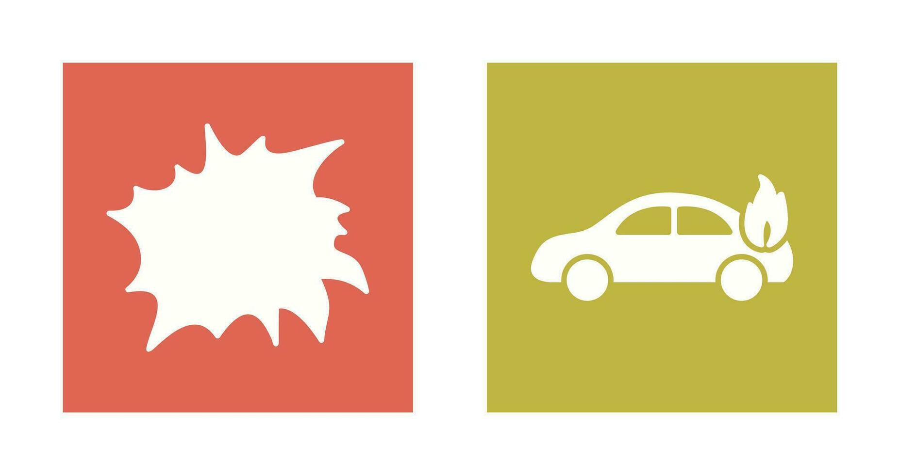 explosion and car on fire  Icon vector