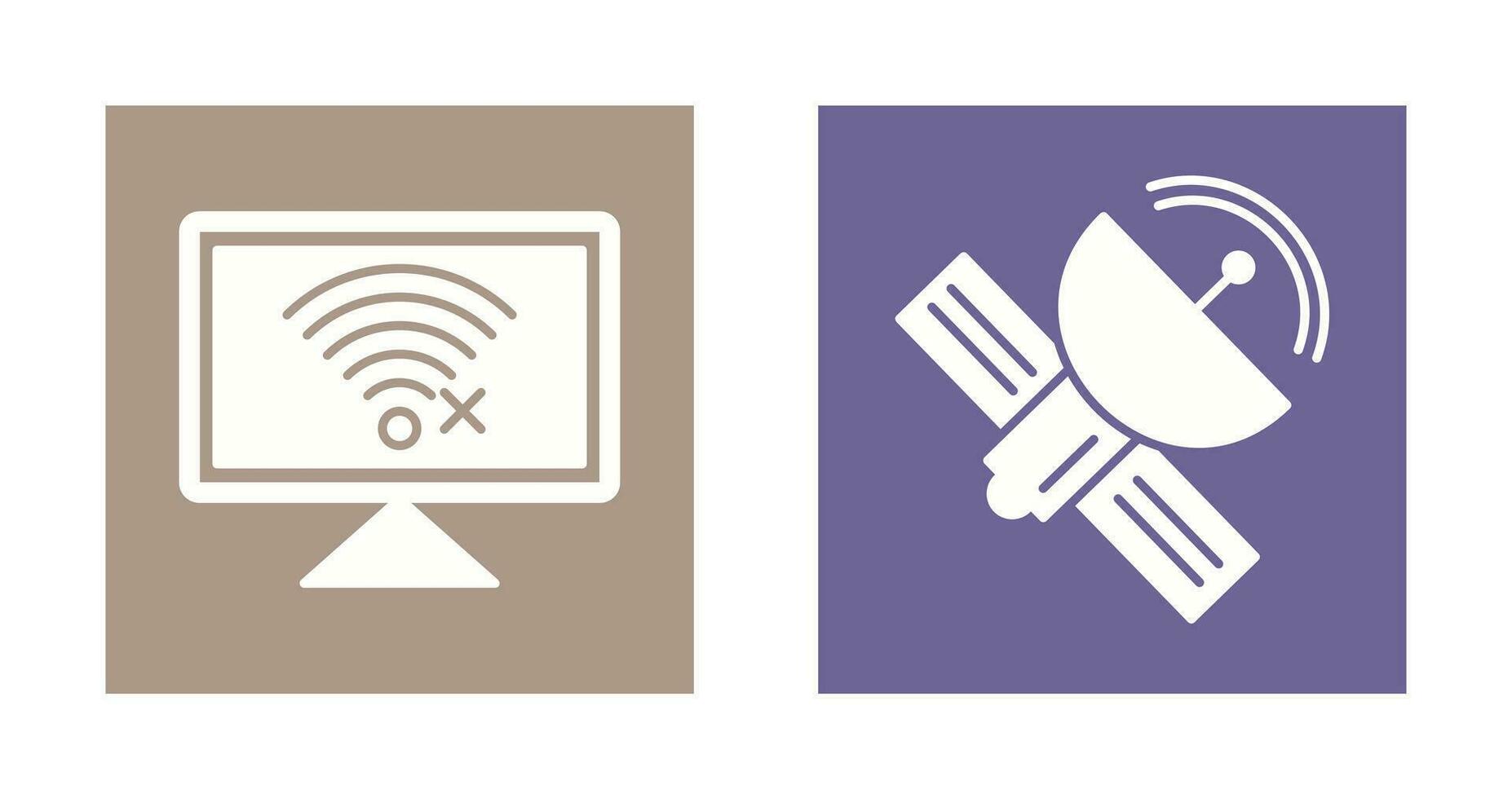 Disconnected Network and Satellite Icon vector