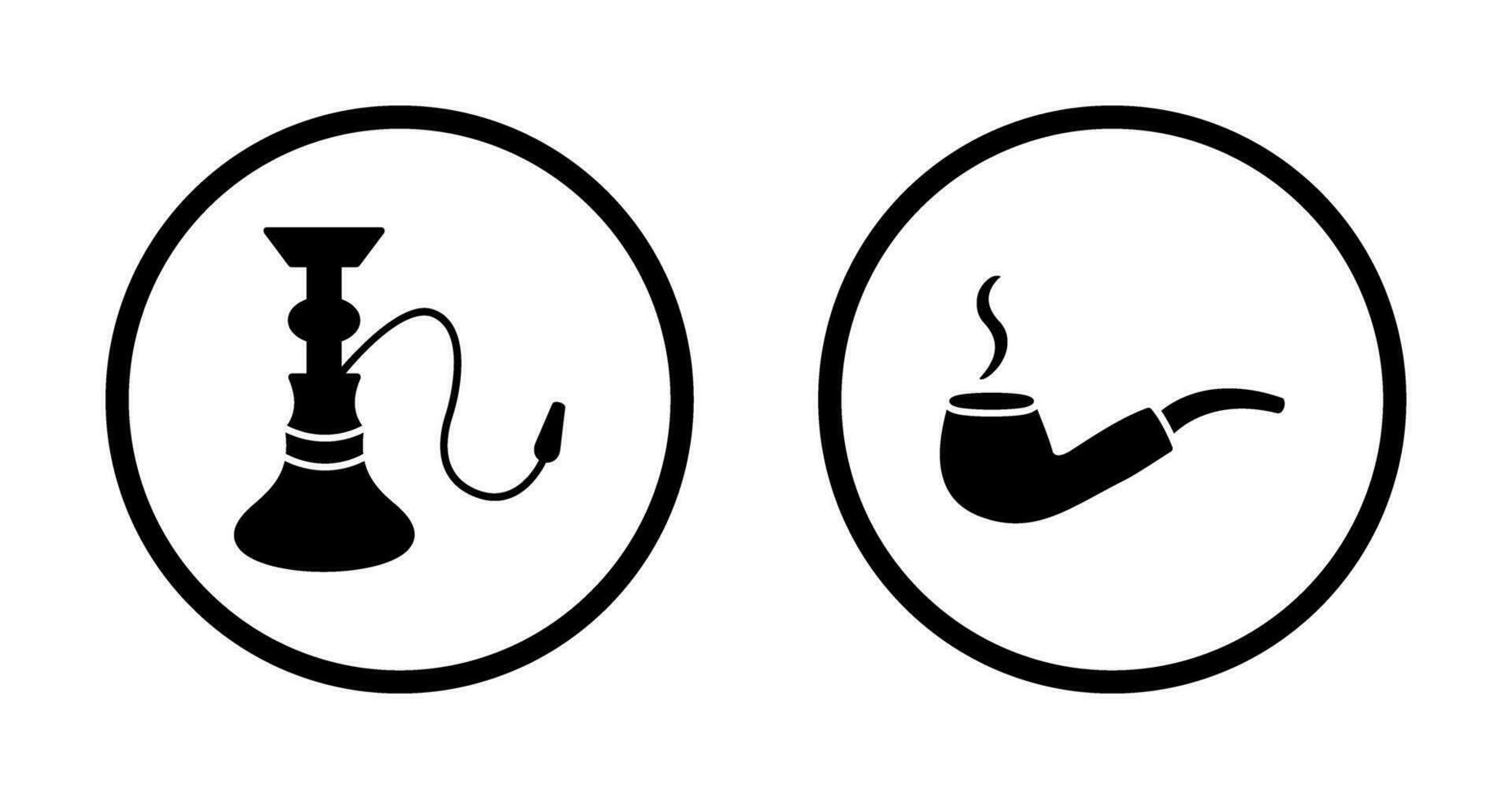 hookah and lit smoking pipe  Icon vector