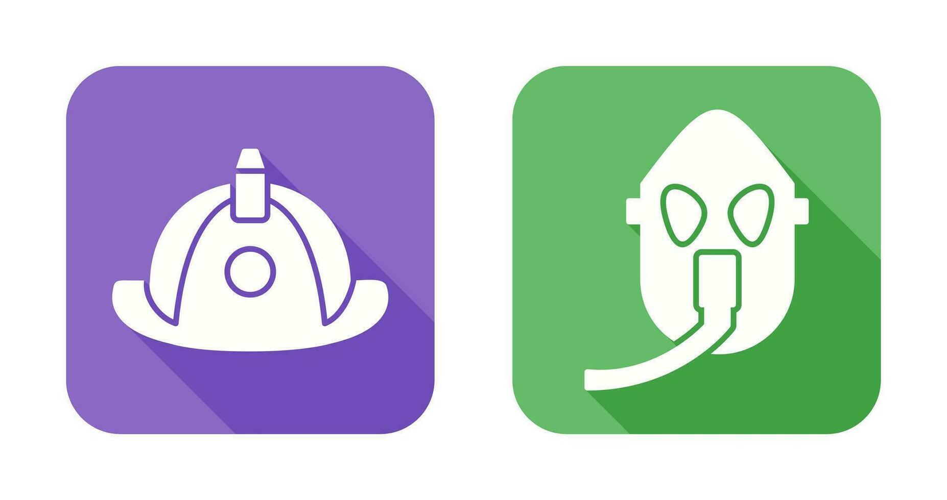 firefighter hat and Oxygen mask Icon vector