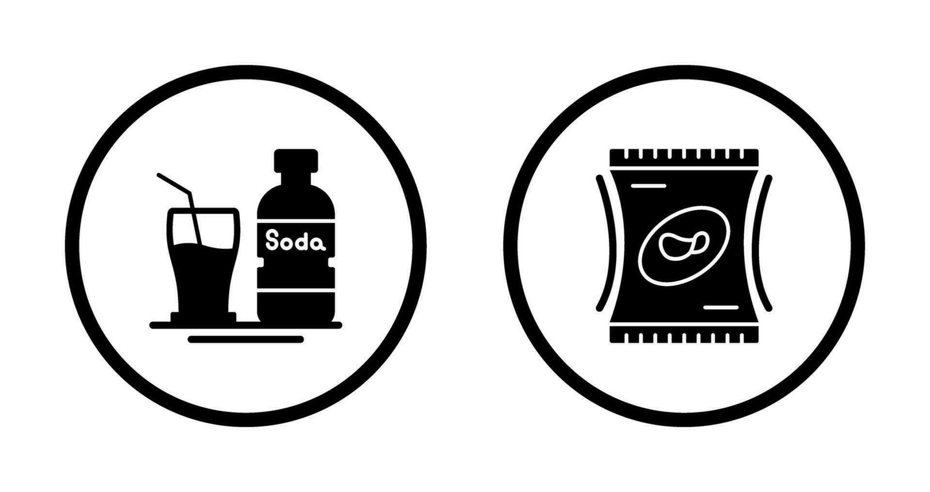 soda y bocadillo icono vector