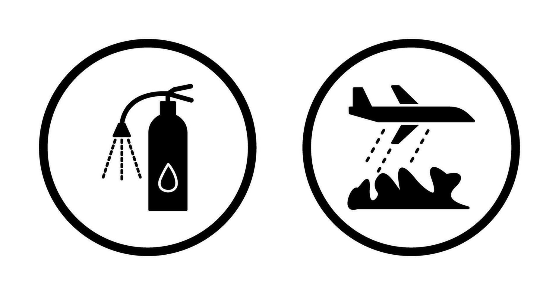 using extinguisher and firefighter plane  Icon vector