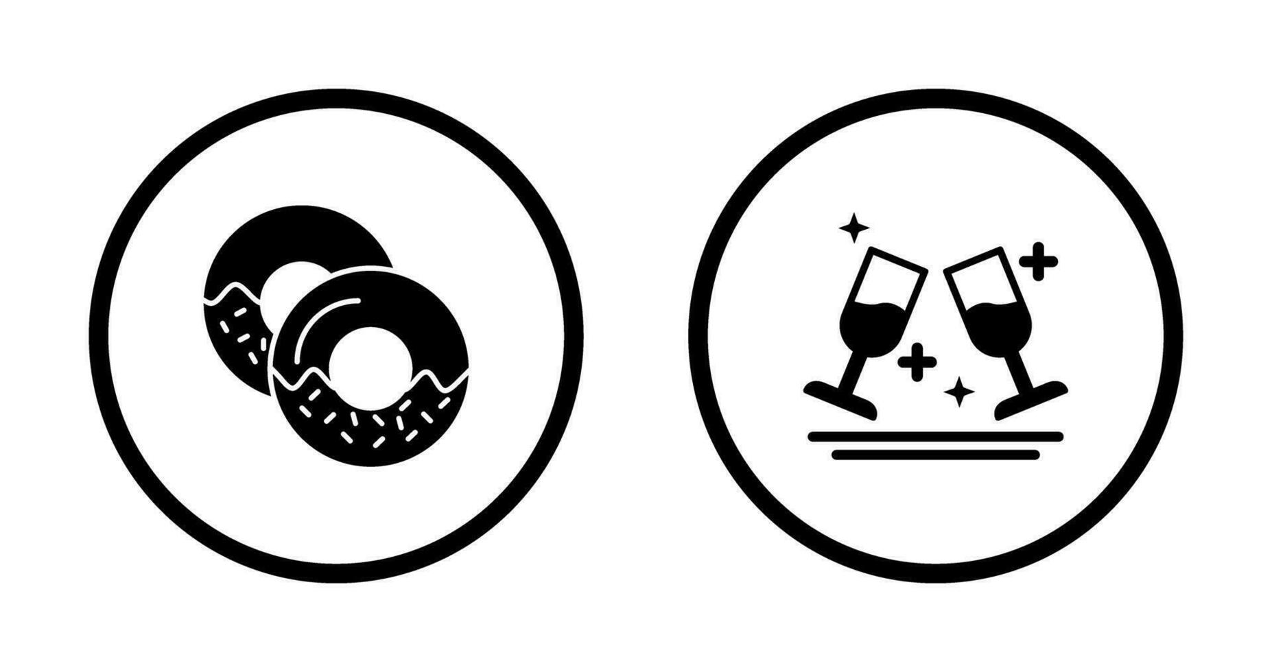 Two Glasses Romantic and Doughnut Icon vector