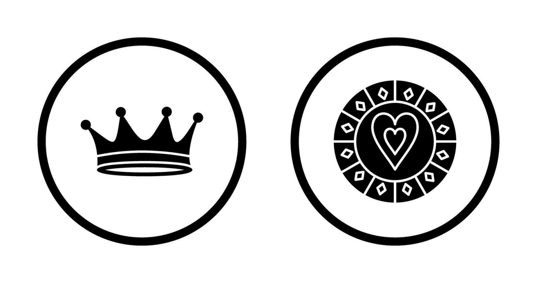king crown and heart chip Icon vector