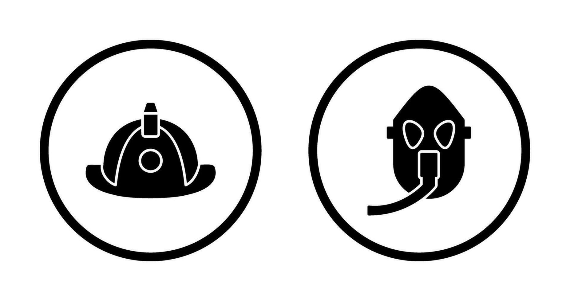 firefighter hat and Oxygen mask Icon vector