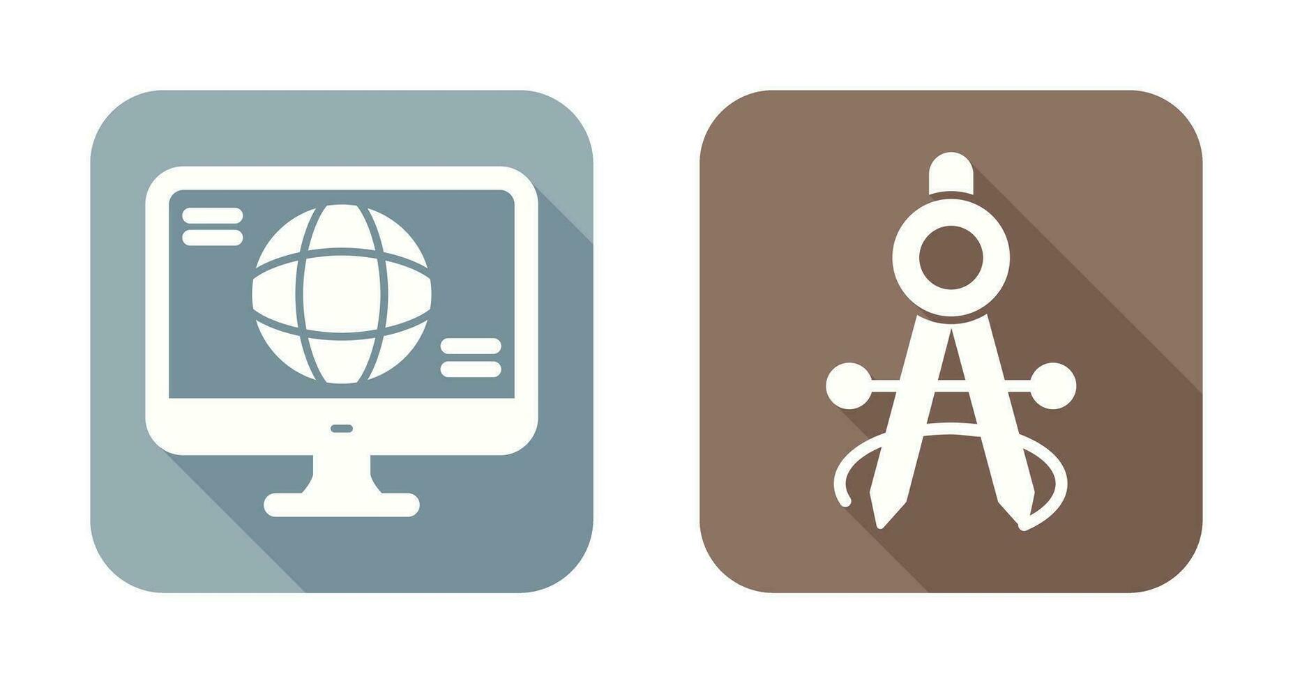 monitor and compass Icon vector