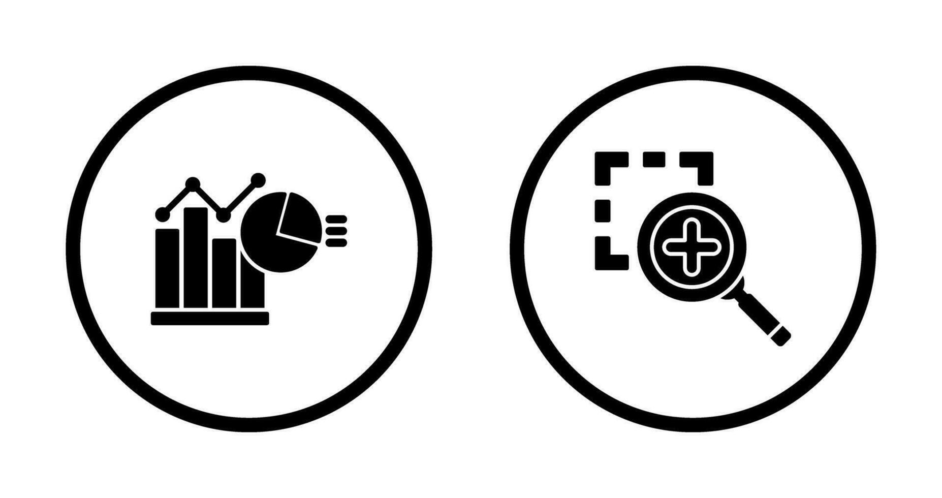 Bar Chat and Zoom In Icon vector