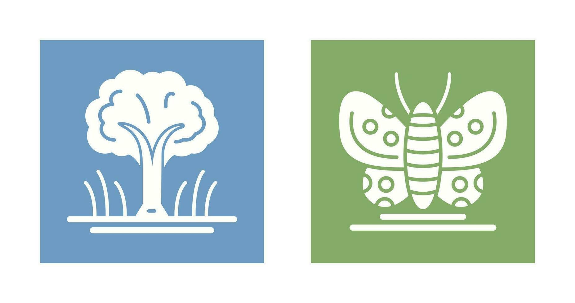 árbol y mariposa icono vector