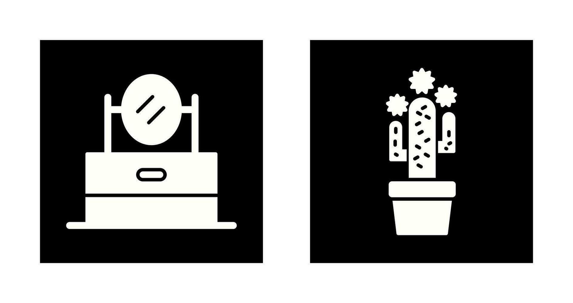 vanity Mirror and Cactus Icon vector