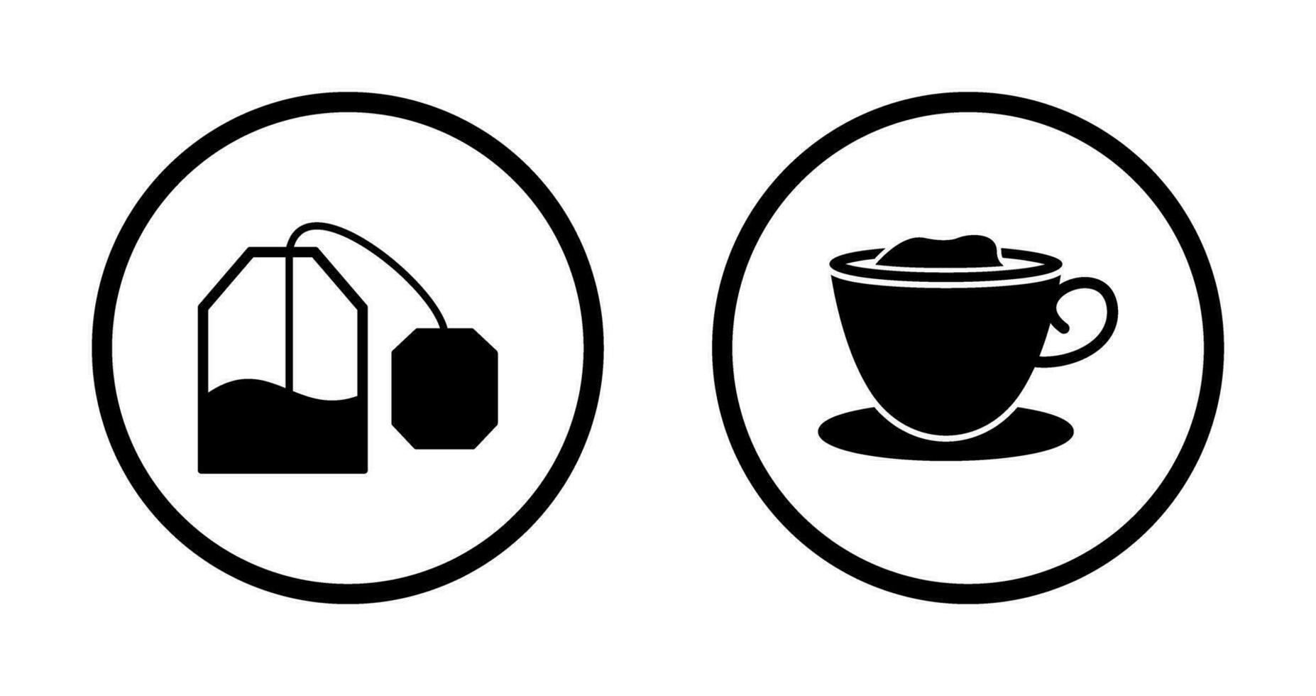 tea bag and creamy coffee  Icon vector