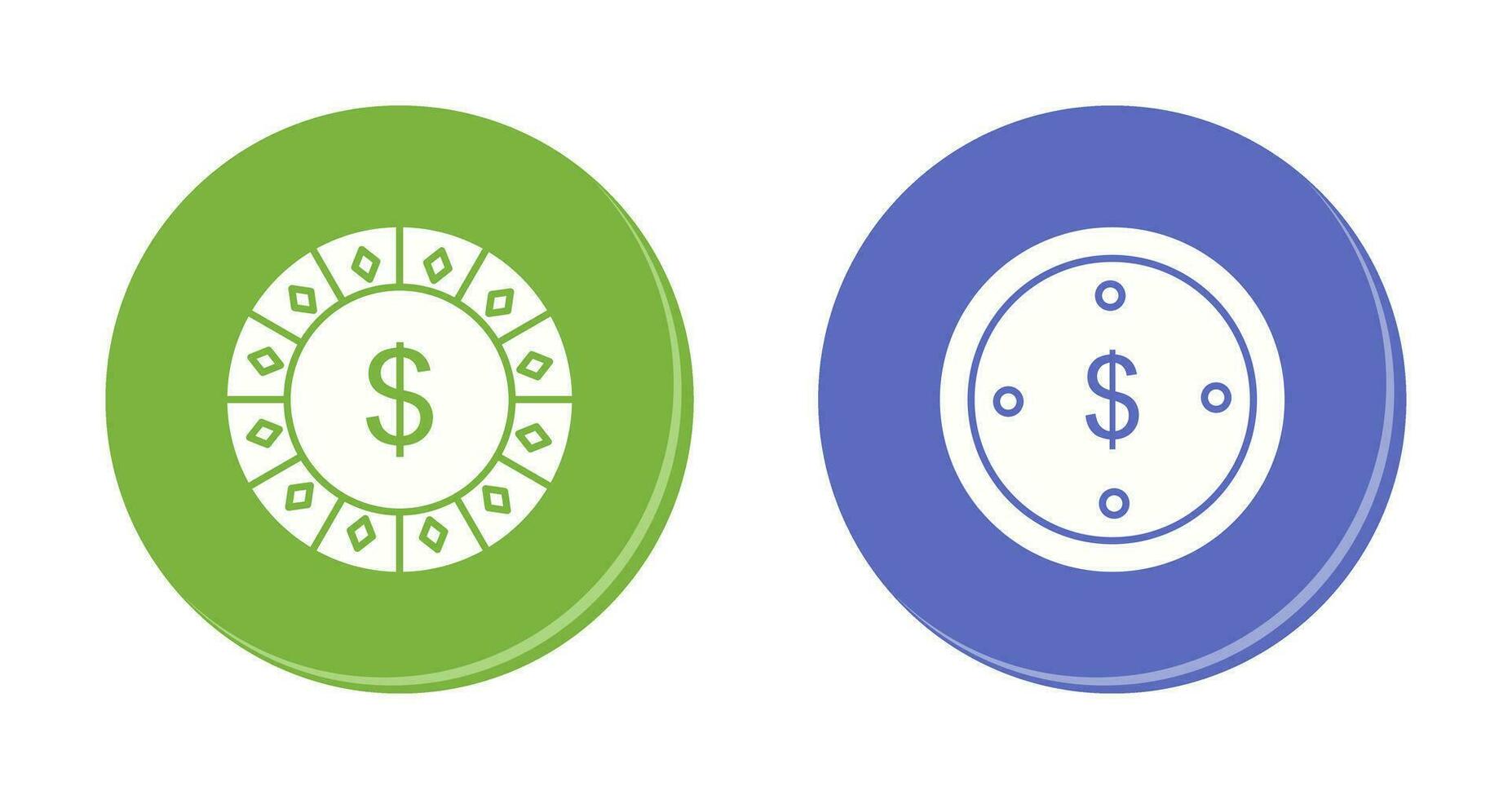 dollar chip and dolllar coin Icon vector