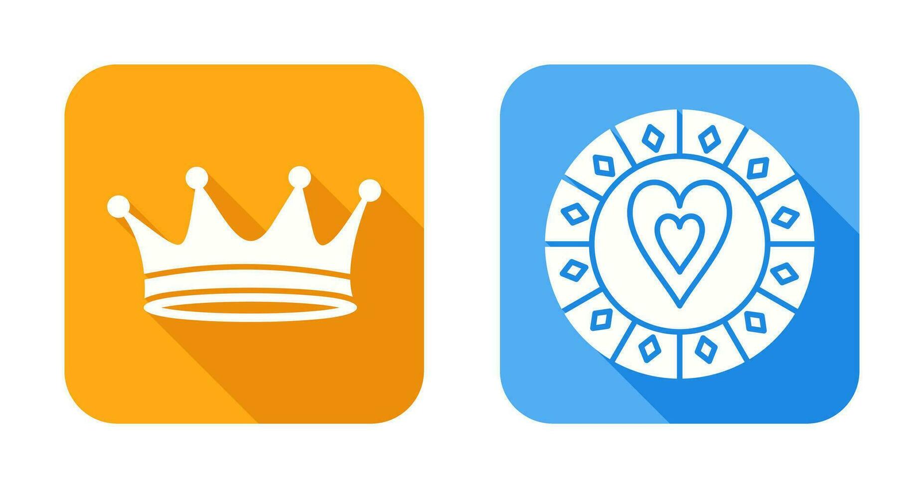 king crown and heart chip Icon vector