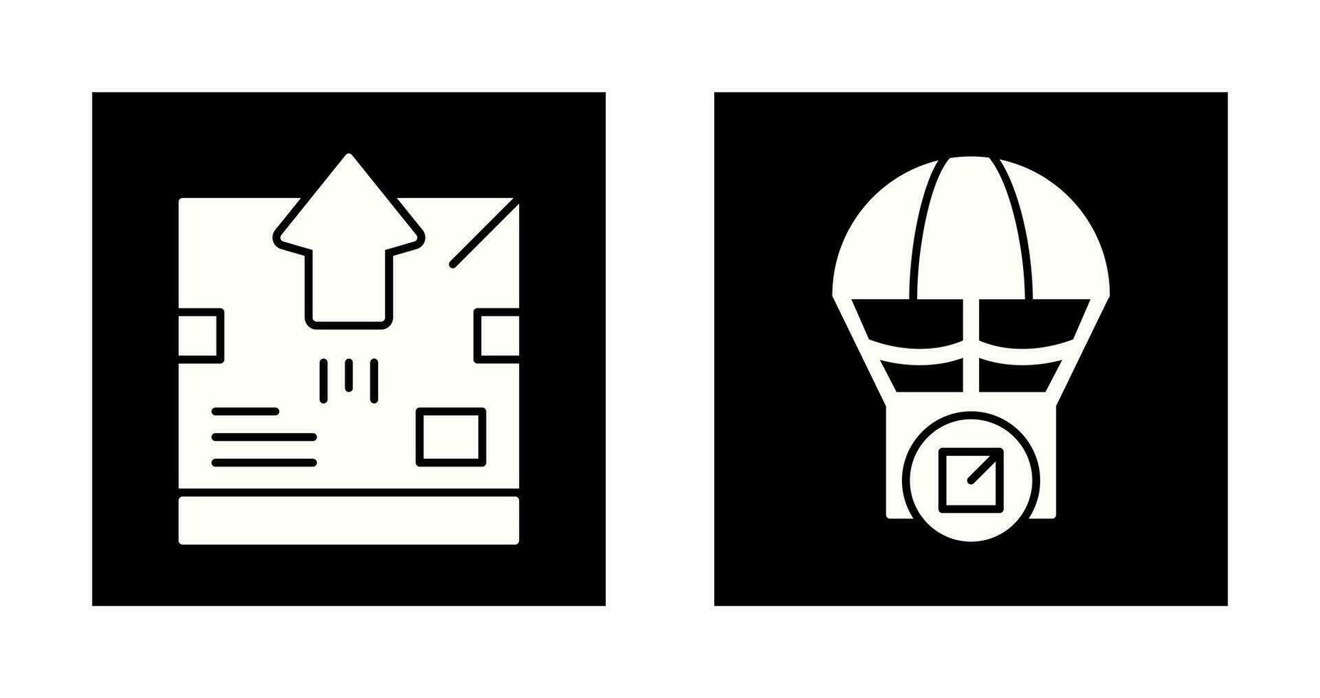 delivery box and parachute Icon vector