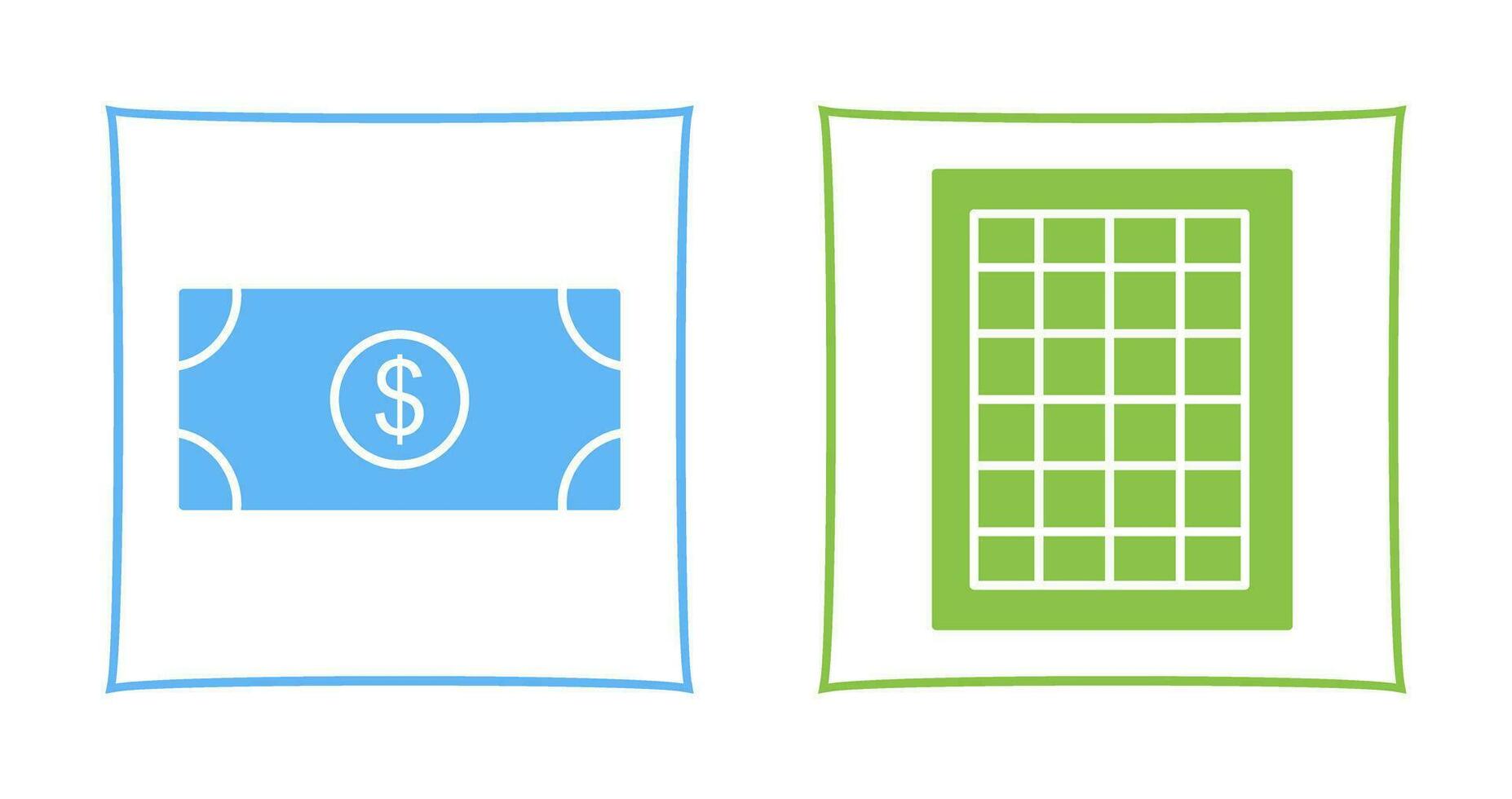 dólar cuenta y mesa de tarifas icono vector