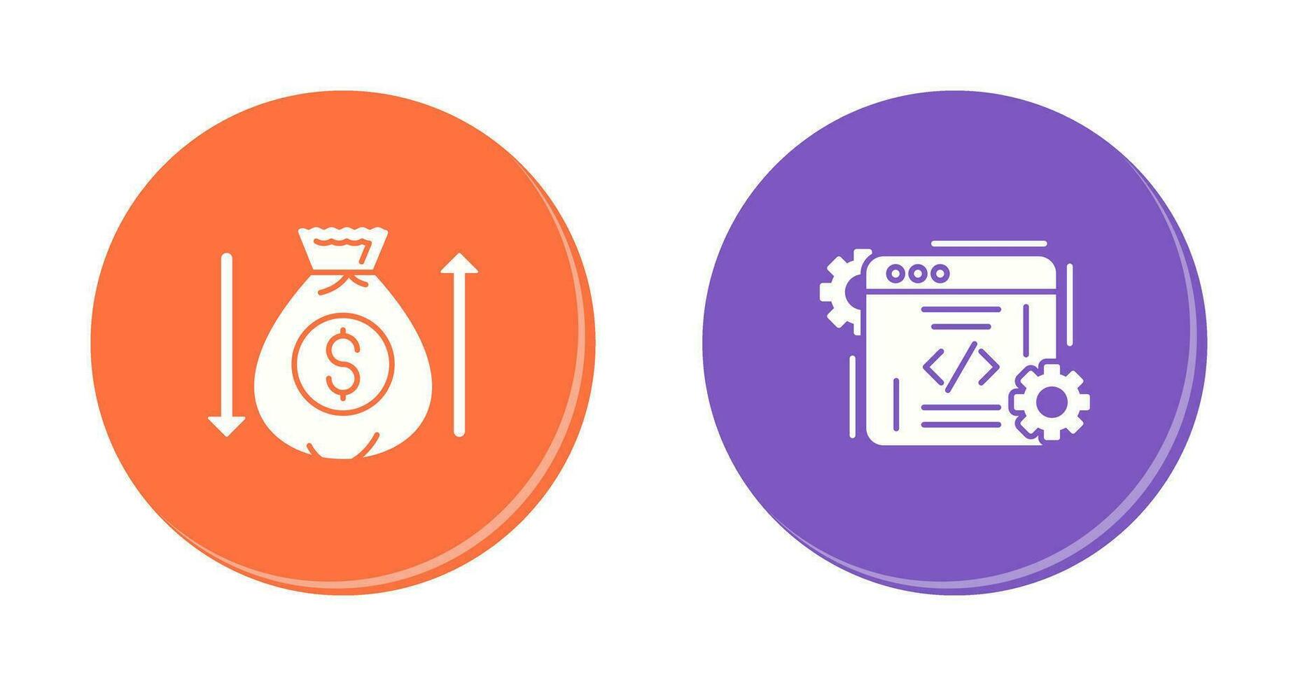 dinero bolso y codificación icono vector