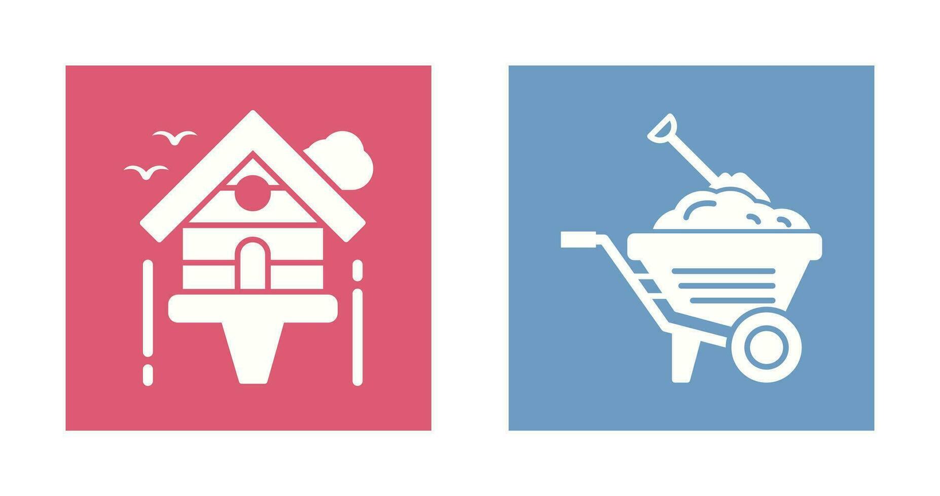 Diging and Birdhouse Icon vector