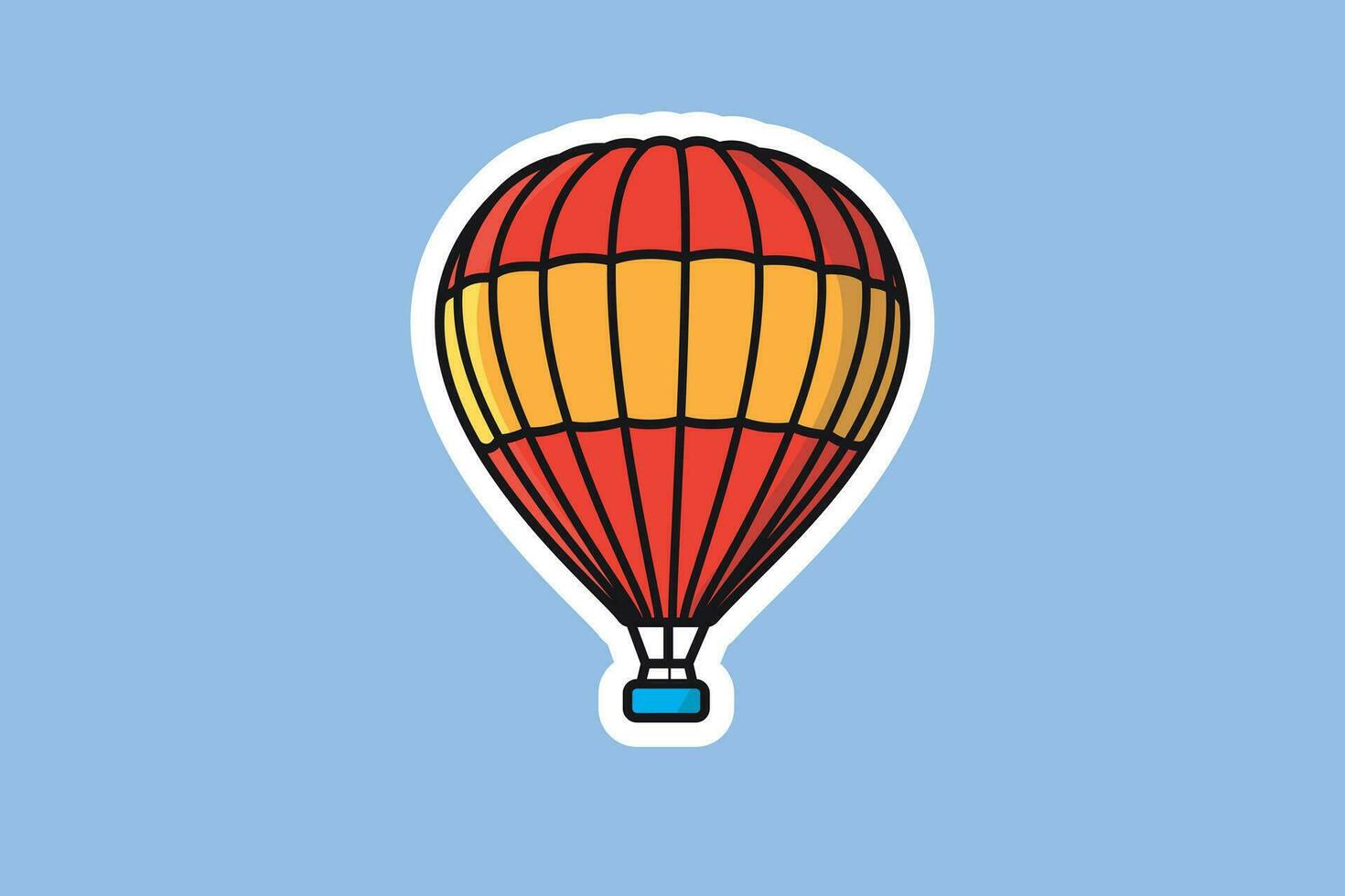 Hot Air Balloon Sticker vector illustration. Air Transportation object icon concept. Balloon festival. Air balloon sticker vector design with shadow.