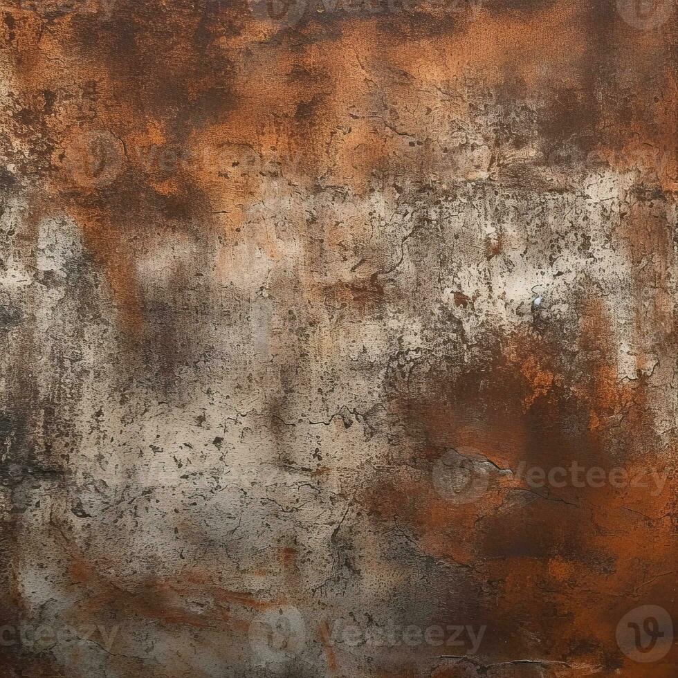 An abstract metal background with brown and dirty paint. AI generated photo