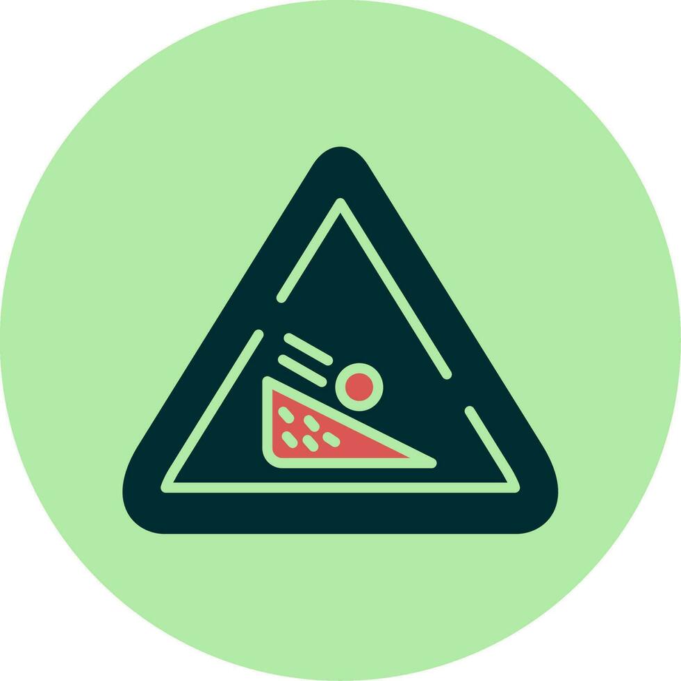 Falling Boulder Sign Vector Icon